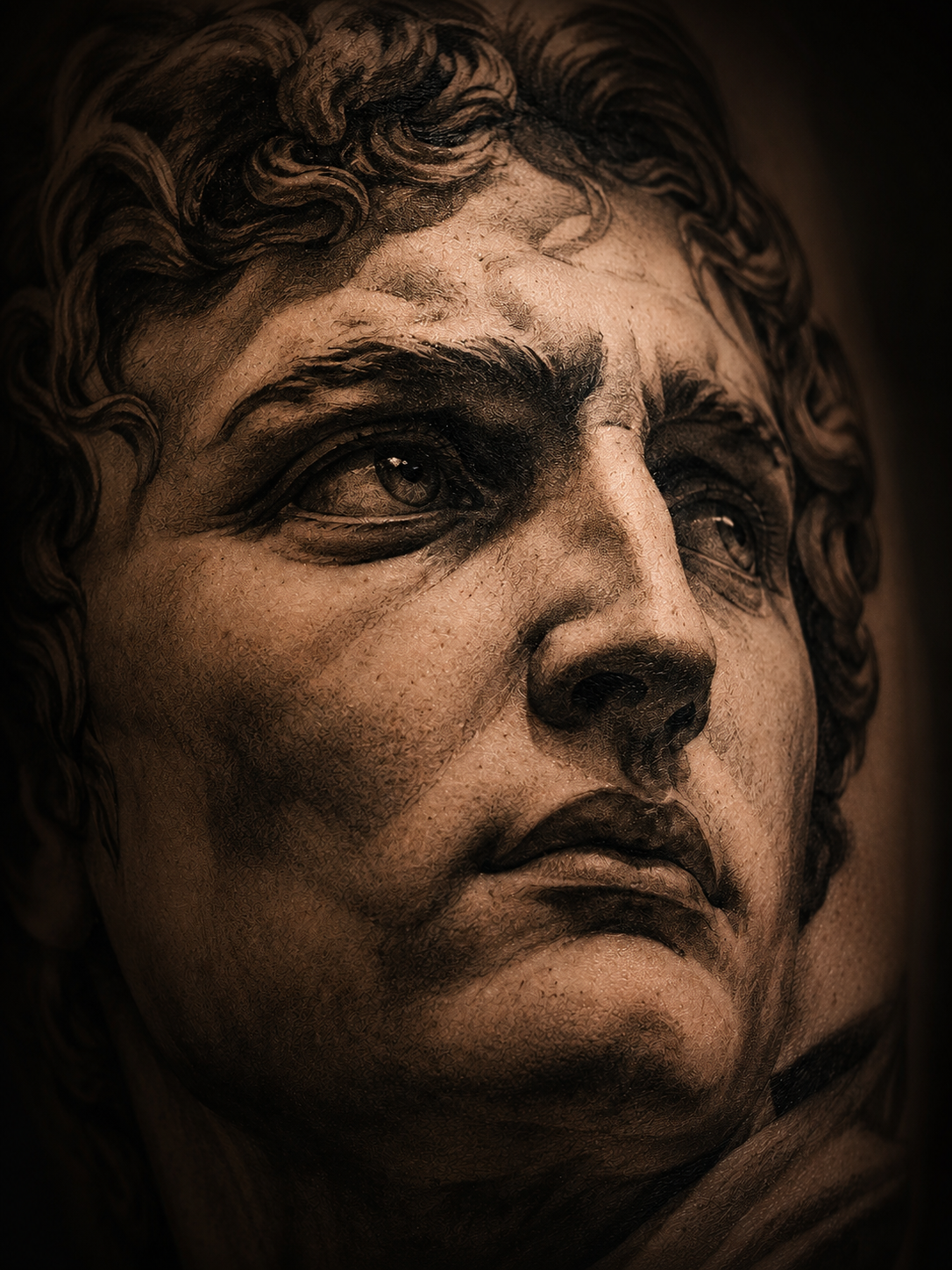 AI-generated style reference for Black & Grey Realism. Not a photograph of finished client work.